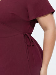 Stretchy Waist Side-Tie Plain Blouse