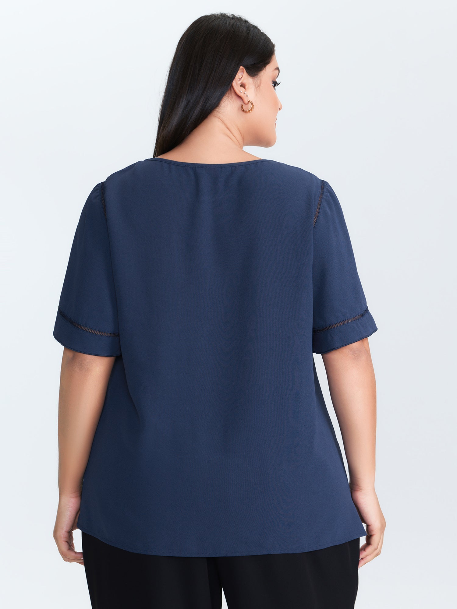 Ruffled Sleeve Round Neck Blouse