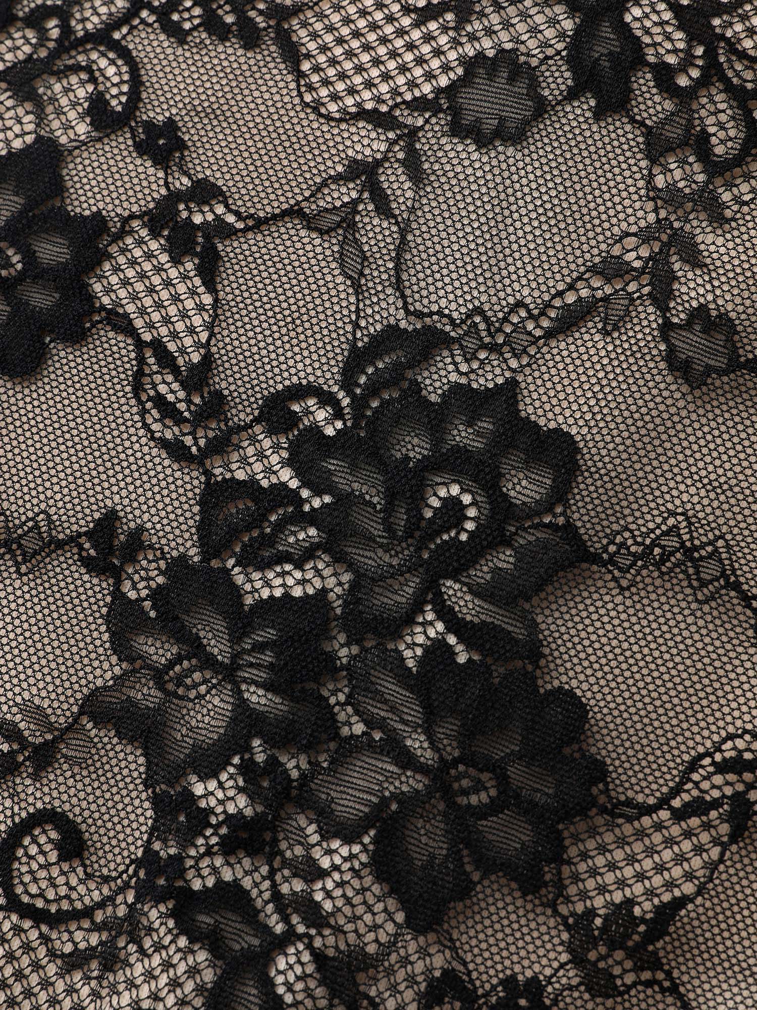 Floral Lace Lined Color Contrast Jumpsuit