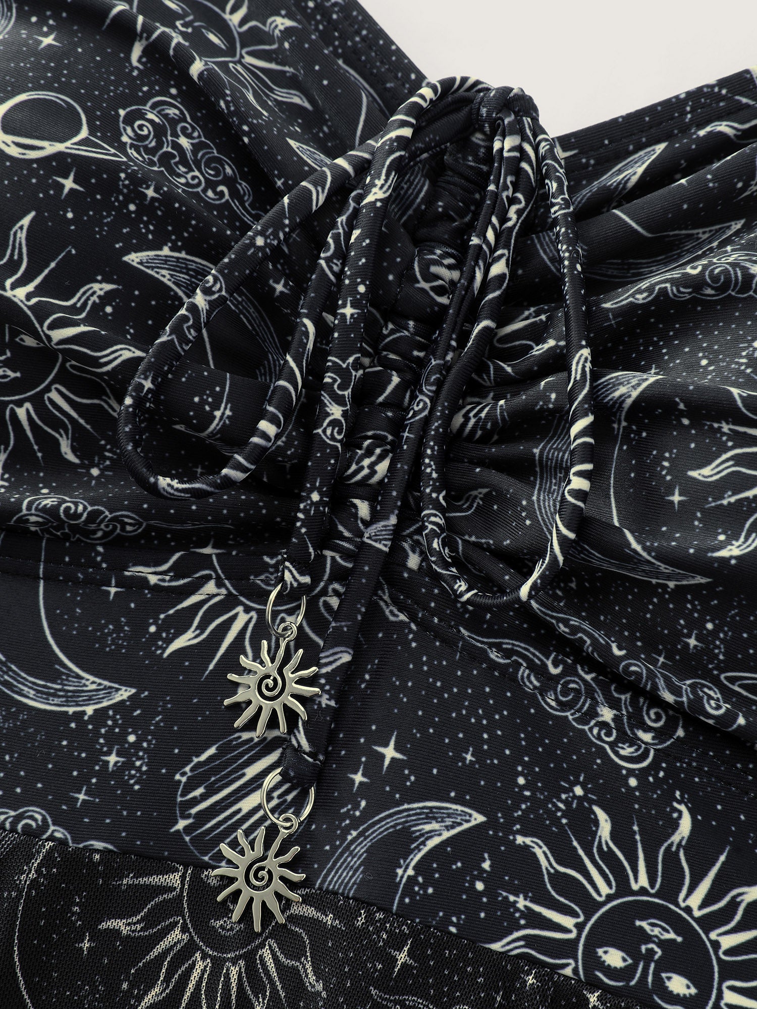 Moon Print Fit And Flare Swim Dress