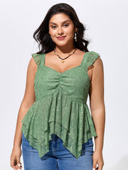 Stretchy Floral Lace Sweetheart Neckline Blouse