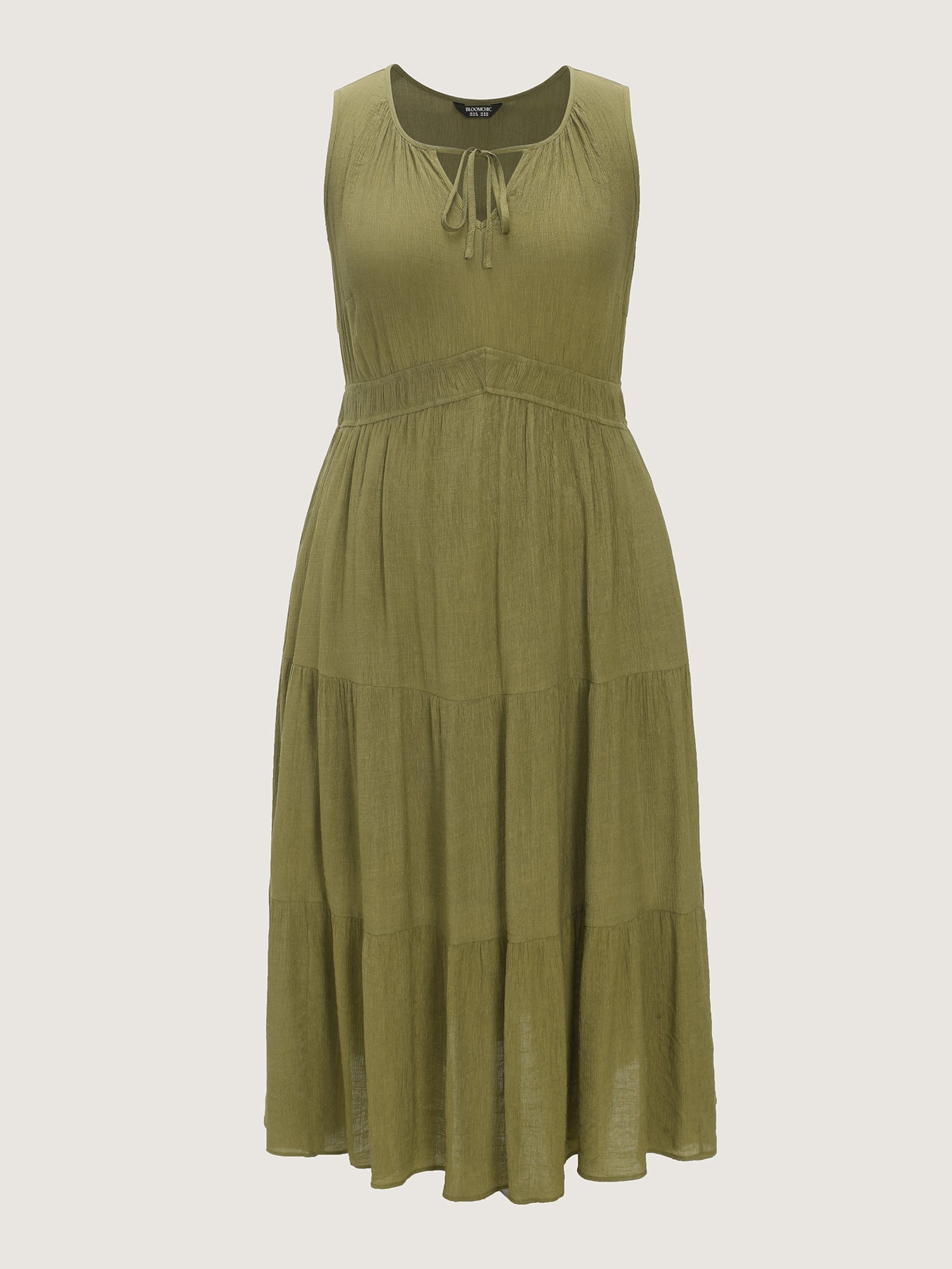 Textured Cinched-Waist Tiered Maxi Dress