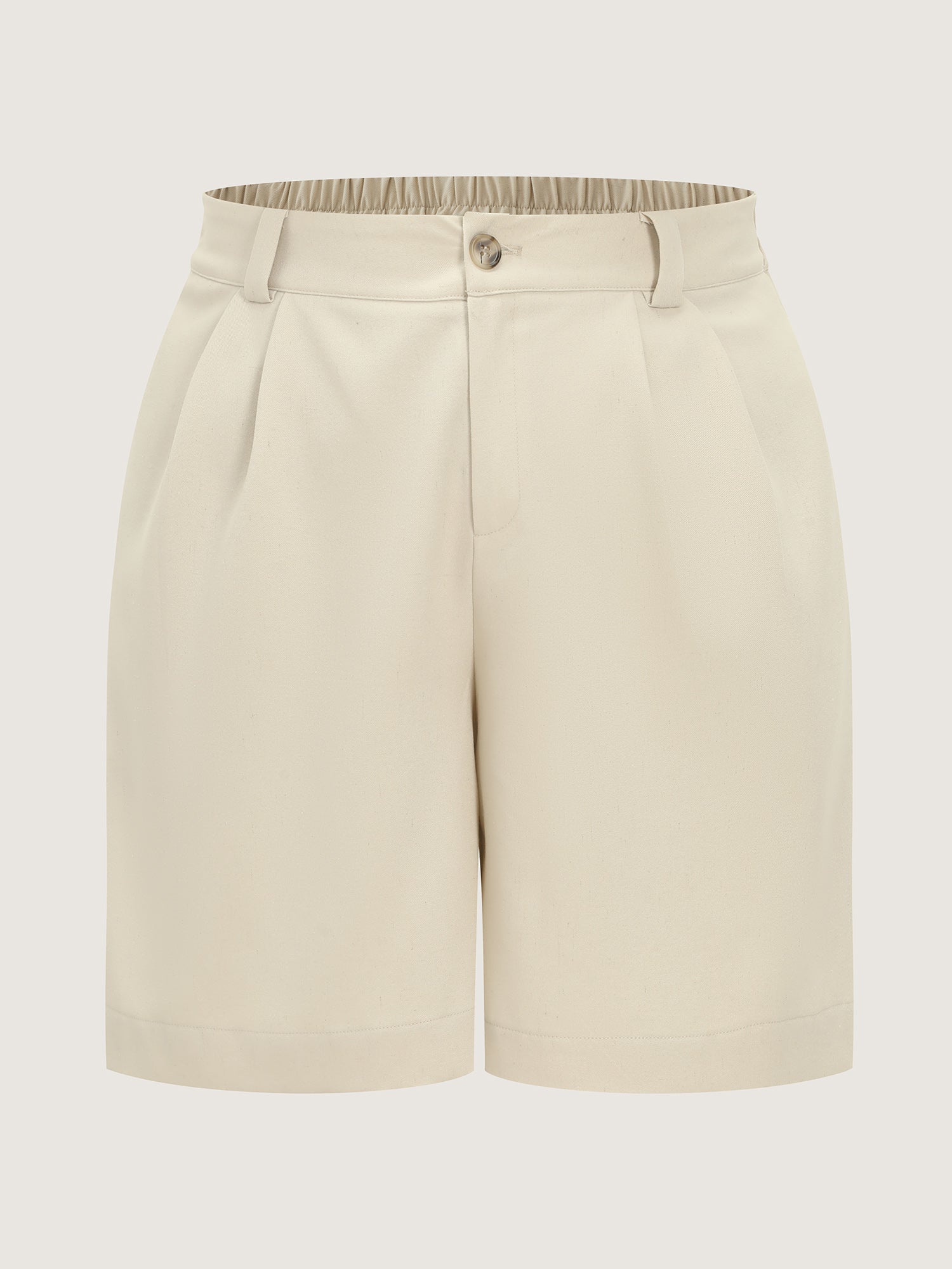 Breathable Linen Blend Flap Back Pockets Shorts