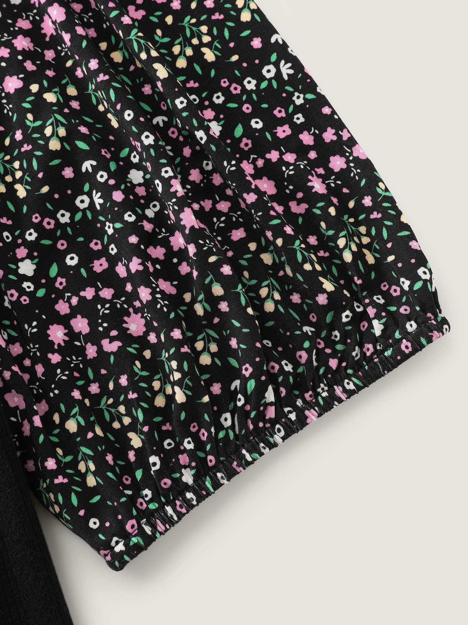 Floral Print Color Contrast T-Shirt