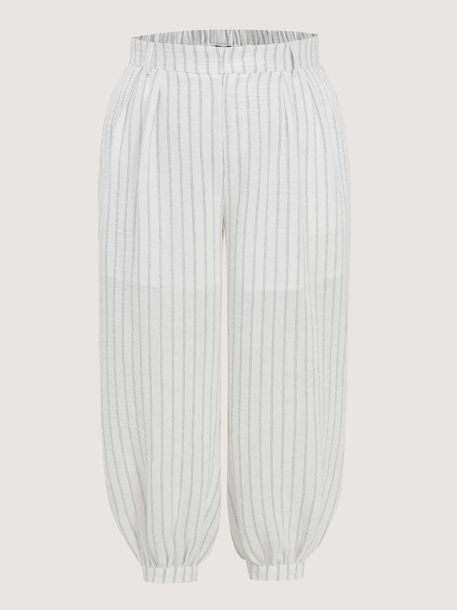 Sheer Lined Striped Print Jogger Pants