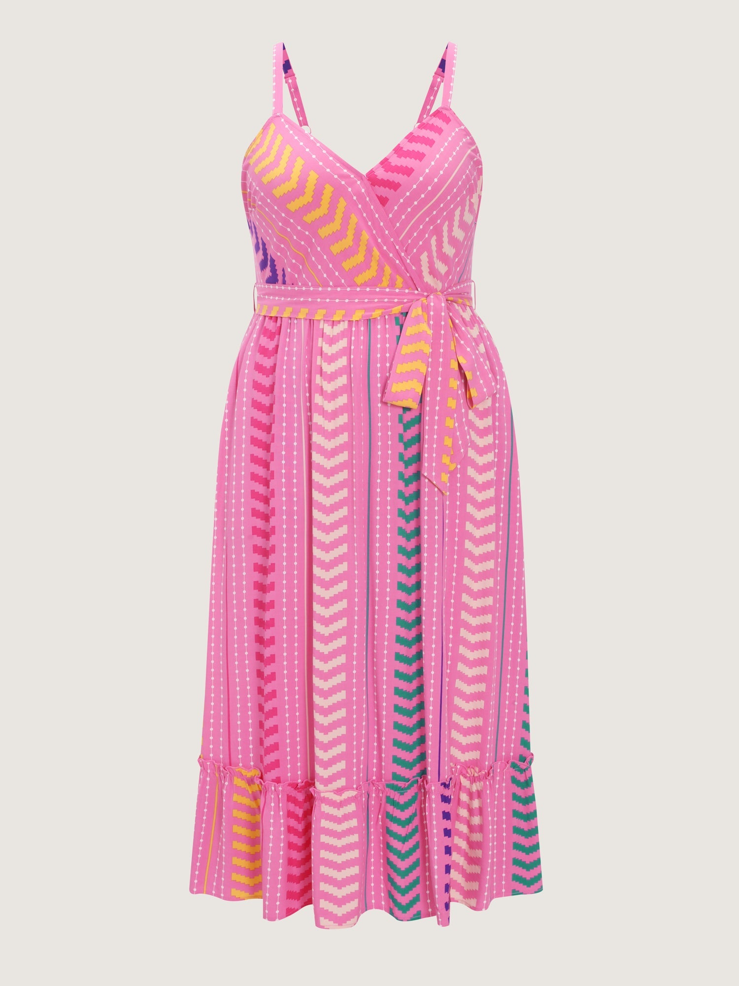 Colorful Geometric Print Open Back Maxi Dress