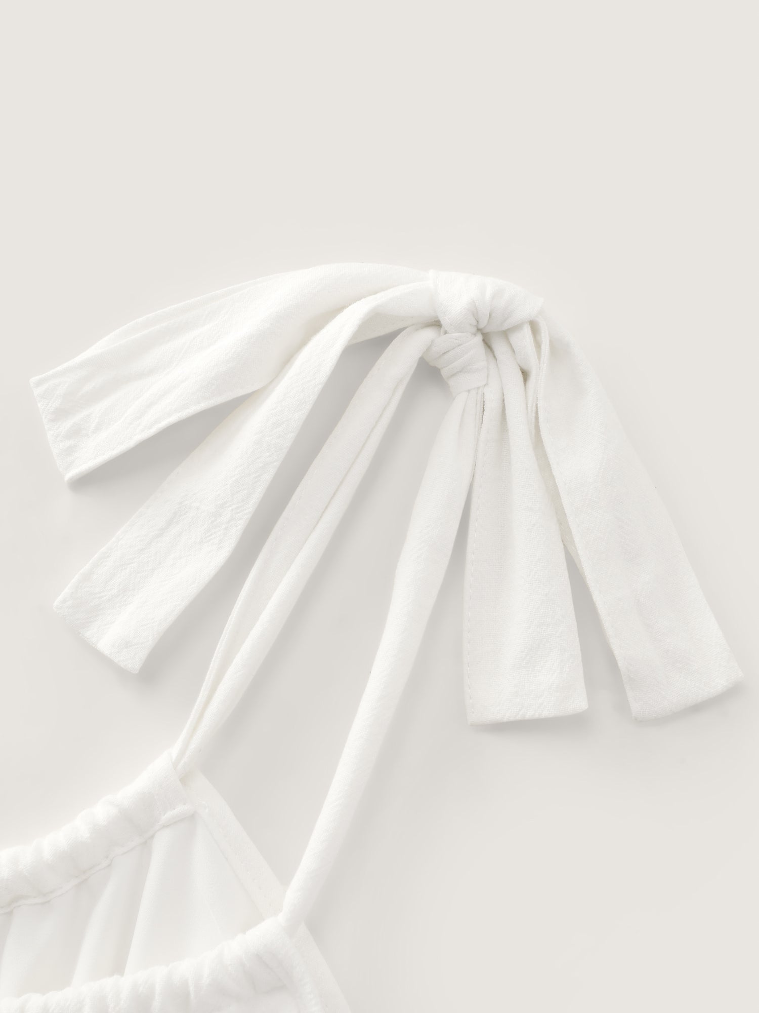 Cotton Overlap Ruffled Hem Shoulder-Tie Tank Top