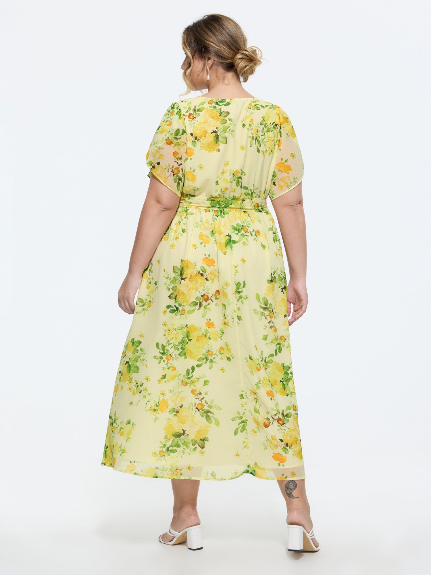 Floral Print Waist-Tie Flowy Midi Dress