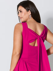 Bow-tiful Back Pleated Mini Dress