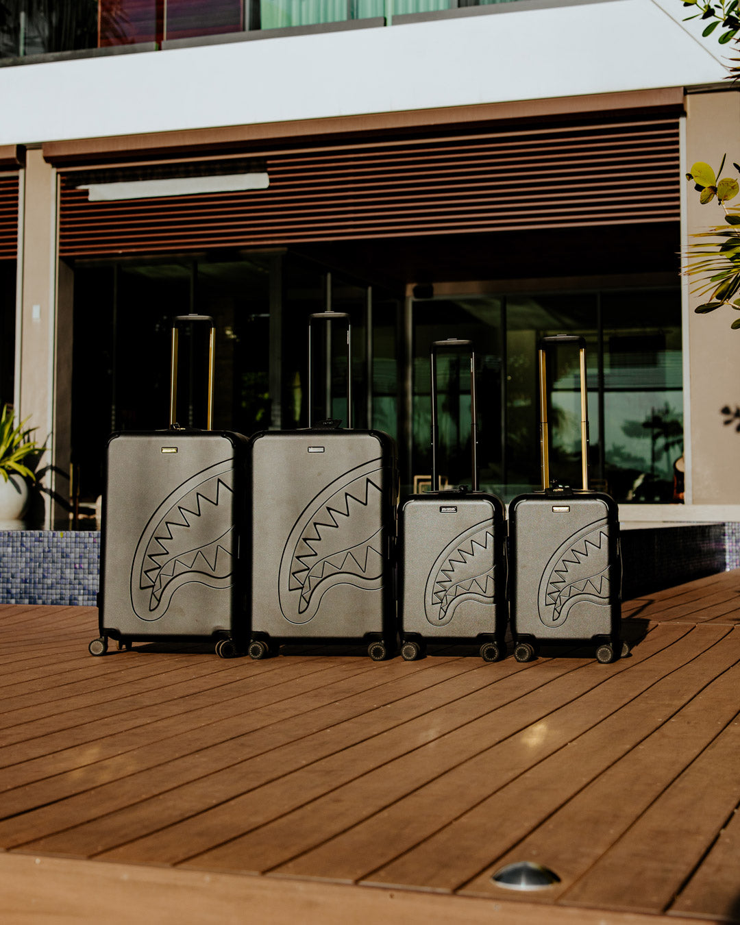 REALITY CHECK SHARKITECTURE CARRY-ON JETBLACK LUGGAGE (GUNMETAL HARDWARE)
