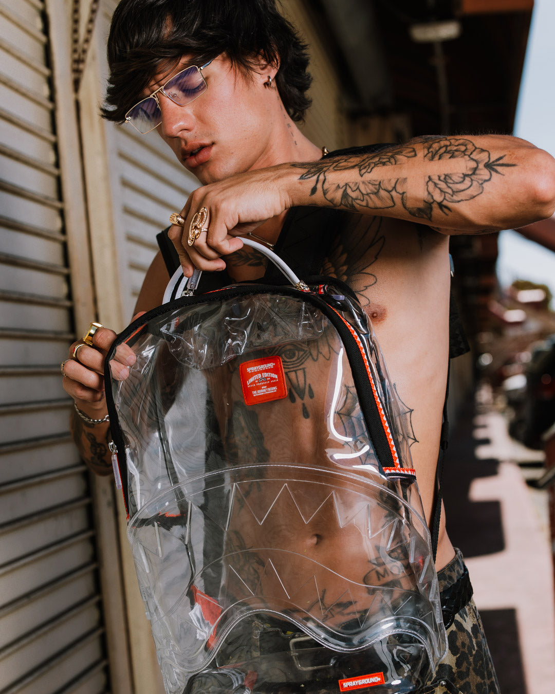 100% CLEAR BACKPACK SHARK
